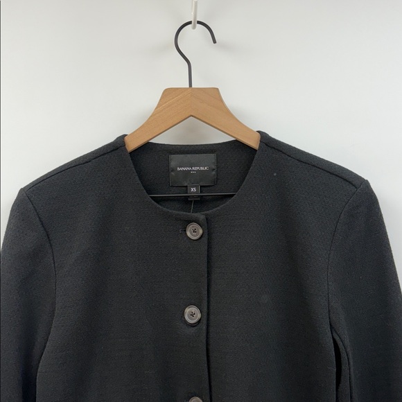 NWT Banana Republic Collarless Boucle Boxy Jacket Lady Blazer Career Black XS - Picture 3 of 8